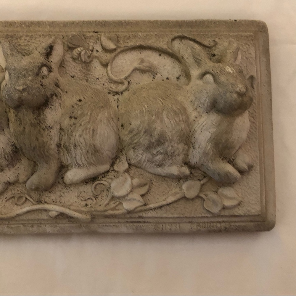 Decorative Rabbit Wall Plaque in Weathered Stone Finish - Picture 4 of 10